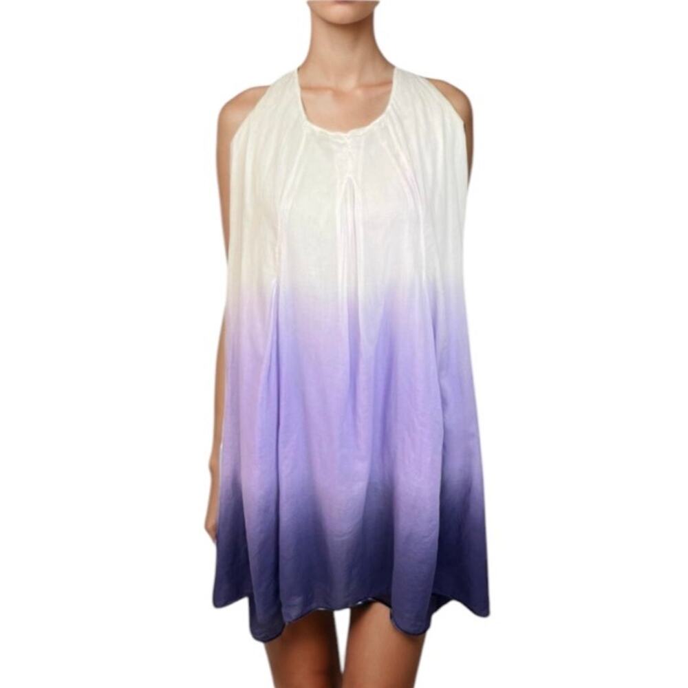 Sisley purple Ombre mini Dress Cotton Bubble hem summer sleeveless spring midi